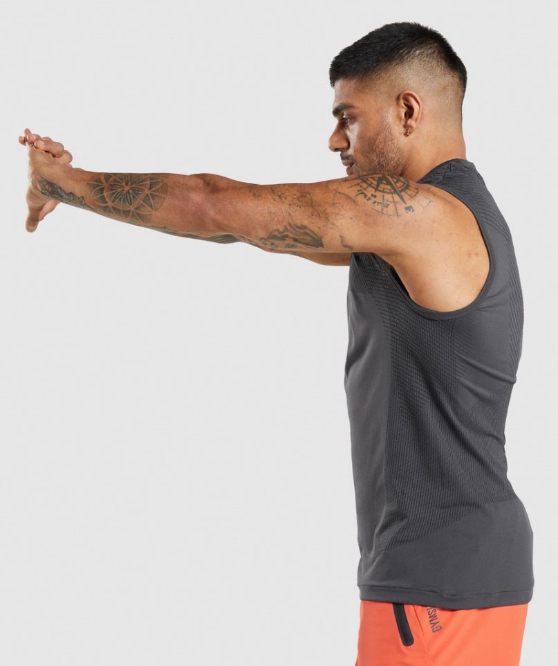 Men's Gymshark Apex Seamless Tanks Black | CA 3A608N